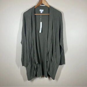 Caslon Drop Shoulder Green Cardigan NWT SIZE SMALL POCKETS OPEN FRONT